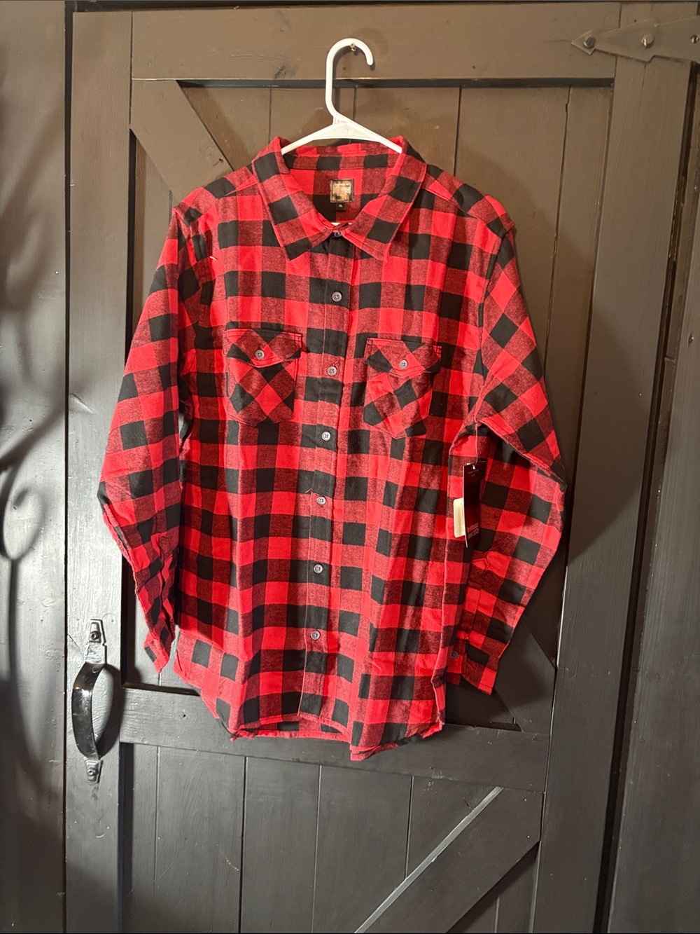 Men's Red and Black Buffalo Plaid Button-Down Shirt
